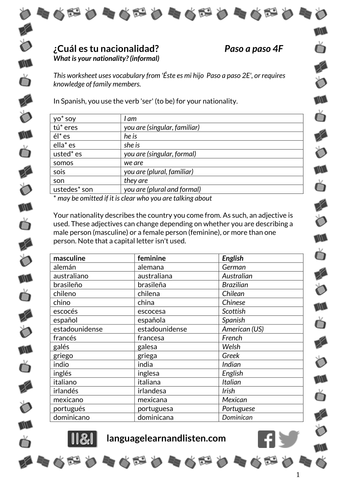 ¿Cuál es tu nacionalidad? (what is your nationality?)