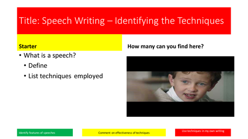 Speech Writing - L1 - Identifying and employing techniques