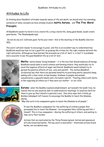 Buddhism attitudes to life ethical issues - notes about abortion, euthanasia and death ceremonies.