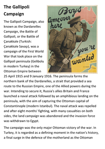 The Gallipoli Campaign Handout