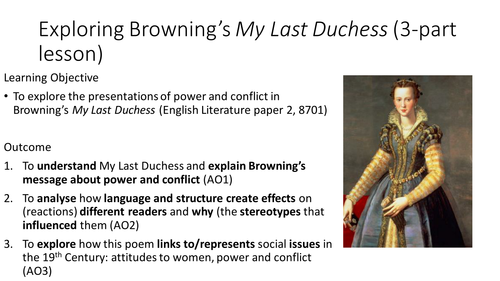 Power and Conflict Poetry Pack - My Last Duchess