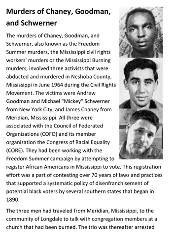 Murder in Mississippi - Mississippi Burning 1964 Handout