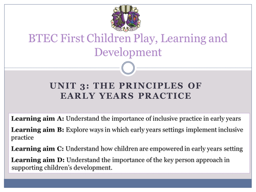 BTEC First Children's Play, Learning and Development - Learning Aim C