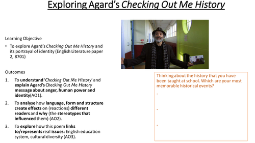 Power and Conflict Poetry Revision - Agard's Checking Out Me History