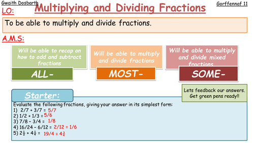 Multiplying and Dividing Fractions