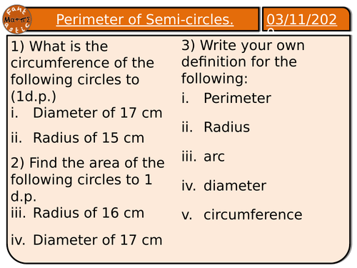 how to find the perimeter of a semi circles