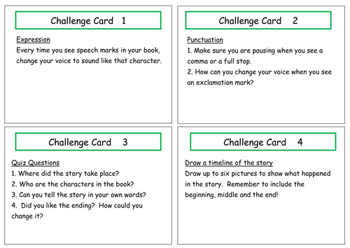 Reading Challenge Cards