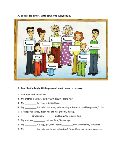 Describe your family - worksheet