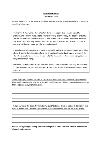 Independent comma and semi colon investigation activity