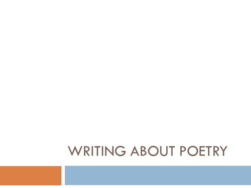 Writing About Poetry | Teaching Resources
