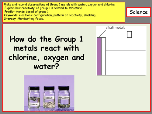 KS3 - Patterns of Reactivity - (Group 1) metals and reactions with water
