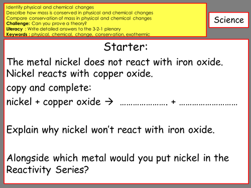 KS3 - Patterns of reactivity - Conservation of mass (physical change)