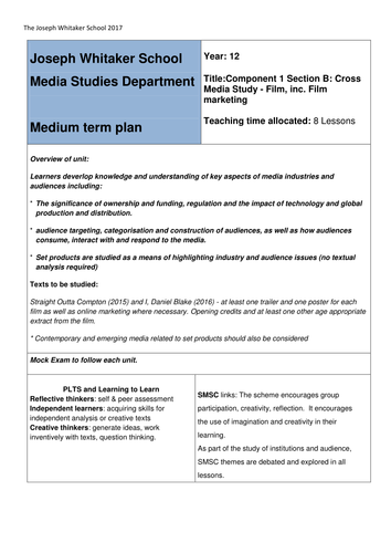 Eduqas Media Studies A level NEW SPEC MTP Component 1b Film