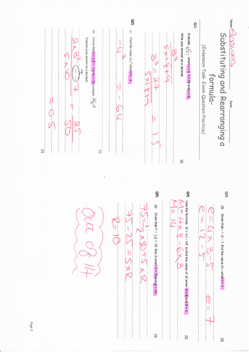 Substituting Numbers into an Expression