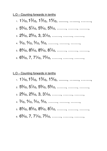 Fraction Patterns in Tenths