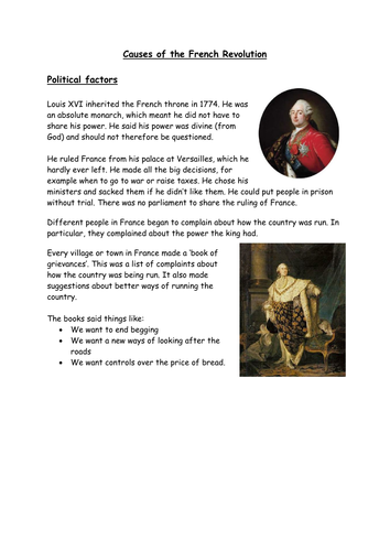 Causes and events of French Revolution