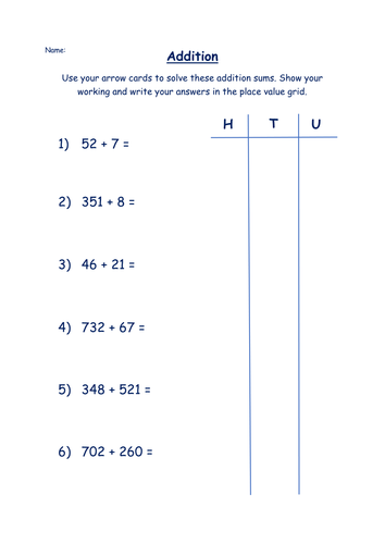 Addtion using place value - up to 3-digits