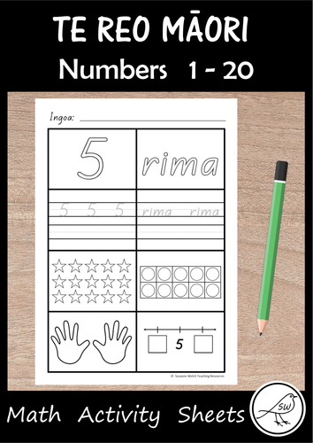 Te Reo Maori Math Activity Sheets Numbers 1 20 Teaching Resources