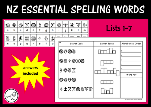 New Zealand Essential Spelling Words – Mystery Codes