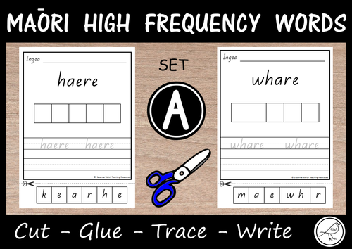 Māori High Frequency Words – Cut, Glue, Trace, Write – Set A