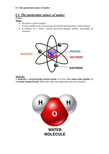 Notes and questions for chemistry part of iGCSE combined science