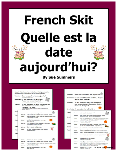 French Calendar and Dates Skit / Role Play / Speaking Activity - Le Calendrier