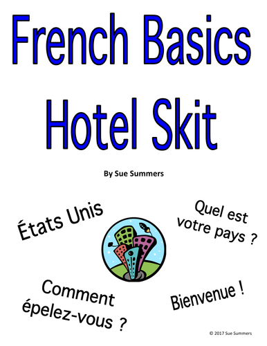 French Basic Language Hotel Skit / Role Play & Follow-up Worksheet