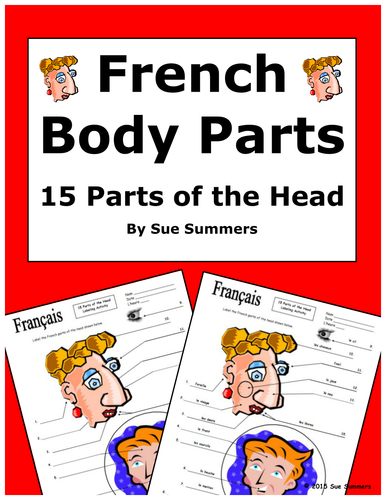 French Body Parts 15 Parts of the Head to Label