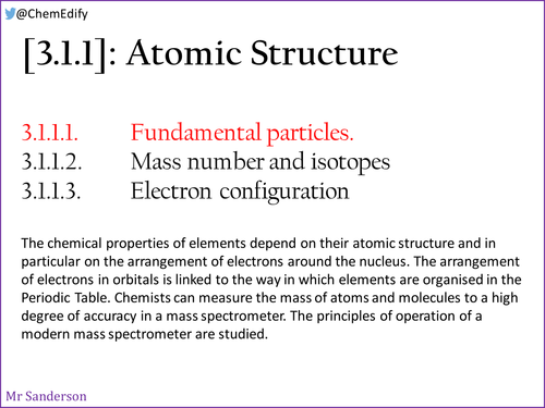 AQA [3.1.1.1] Fundamental Particles & [3.1.1.2] Mass number and isotopes [New AQA A-Level (2016-)]