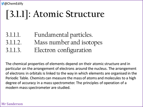 AQA [3.1.1] Atomic Structure [New AQA A-Level (2016-)]