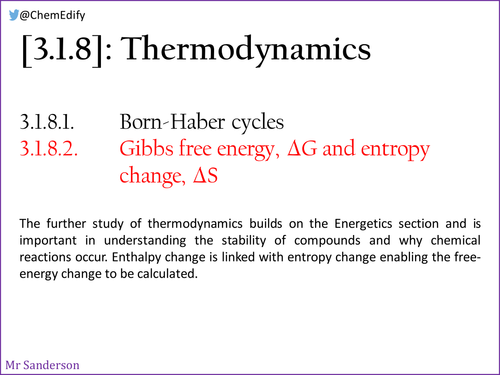 AQA [3.1.8.2] Entropy & Gibbs free energy [New AQA A-Level (2016-)]