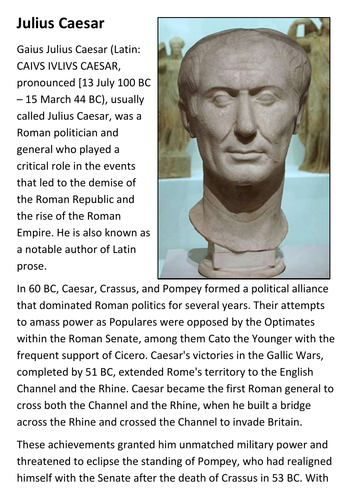 Julius Caesar Handout | Teaching Resources