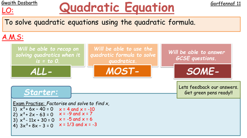 Quadratic Formula (WHOLE LESSON)