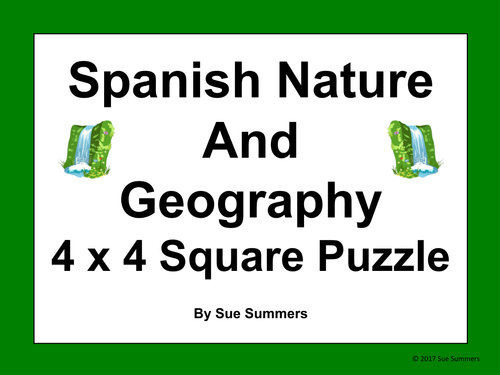 Spanish Nature and Geography 4 x 4 Matching Squares Puzzle