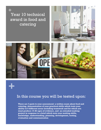 A workbook for students for unit 1 of the AQA level 1/2 Food and Catering Technical Award