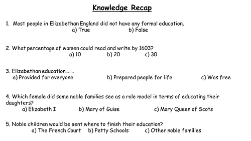 KS4 - GCSE History - Elizabethan England - Leisure
