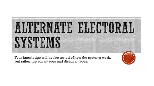 Alternate Electoral Systems