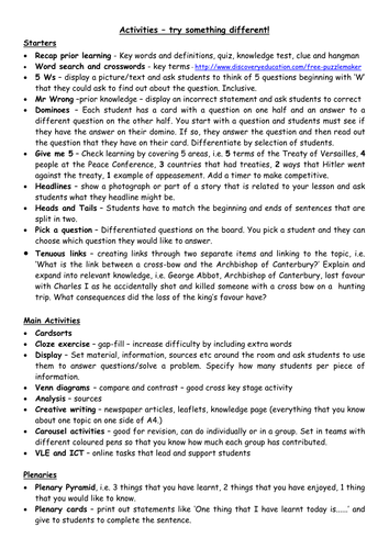 Teaching and Learning Support - New Activities