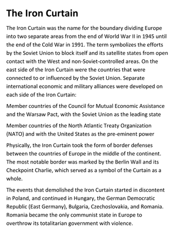 The Iron Curtain Handout