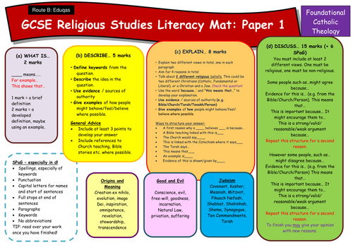 EDUQAS Route B Literacy Mat