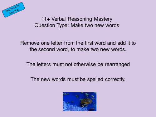 11+ Mastery Verbal Reasoning Make Two New Words Eleven Plus