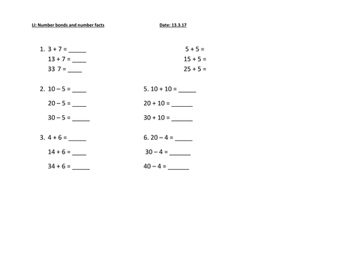 number bonds