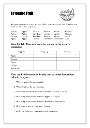 Lesson Plan and differentiated resources Tally Charts Year 3