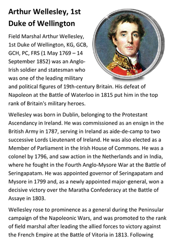 The Duke of Wellington Handout