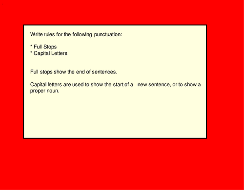 Punctuation Literacy lesson/selection of starters powerpoint any age.