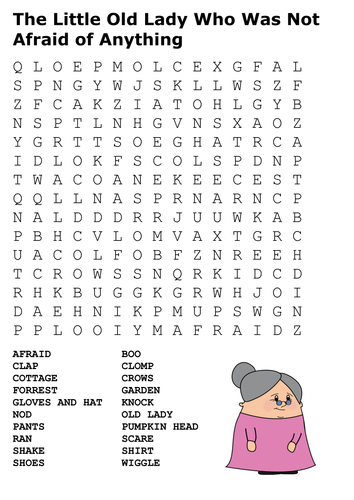 The Little Old Lady Who Was Not Afraid of Anything Word Search