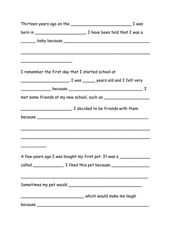 Autobiographical writing lessons non fiction lesson KS3 Topic sentences and paragraphing focus