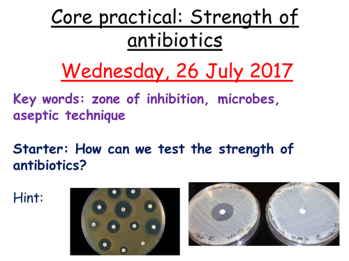 Strength of antibiotics core practical- SNAB A level Biology