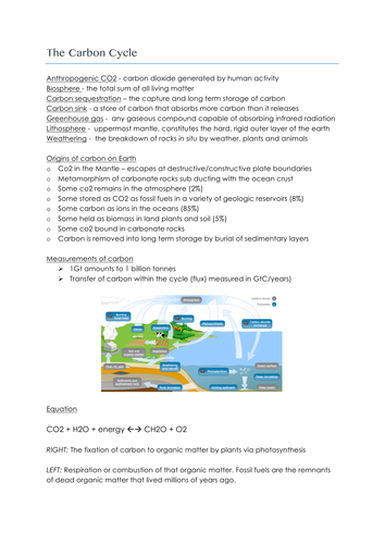 NEW A-level geography - carbon cycle, physical geography revision