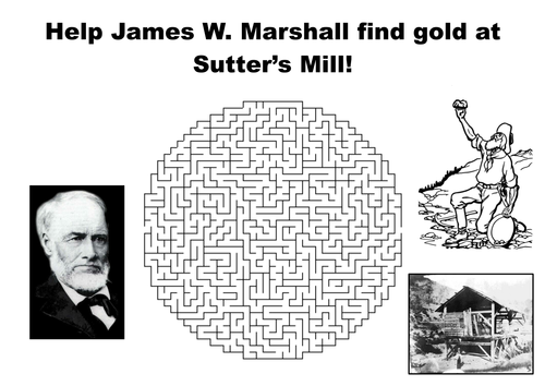 Help James W. Marshall find gold at Sutter’s Mill maze puzzle